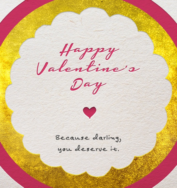 Valentine's Day Card Love Letter with Pink and gold border and heart.