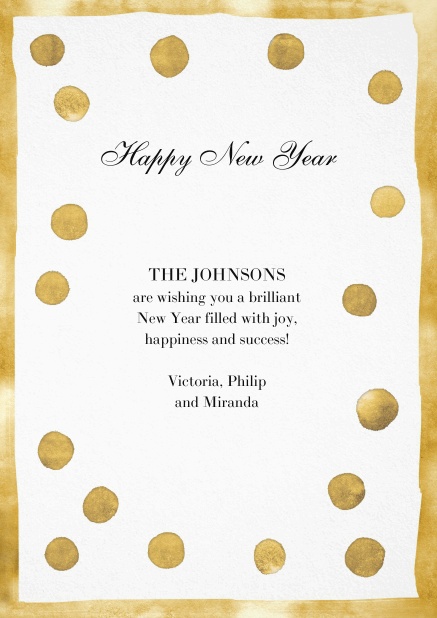 Card with golden frame and golden dots.