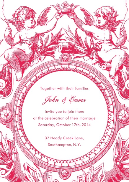 Online Wedding invitation design with angel deco