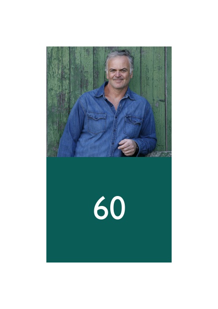 60th birthday online photo invitation with a wide border and an editable number. Green.
