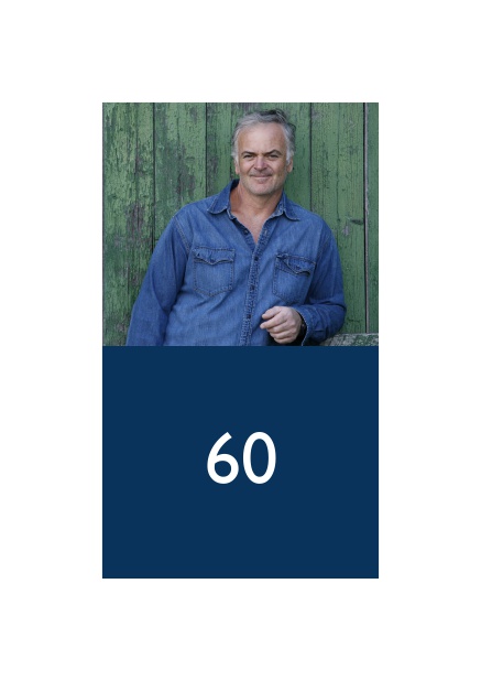 60th birthday online photo invitation with a wide border and an editable number. Navy.