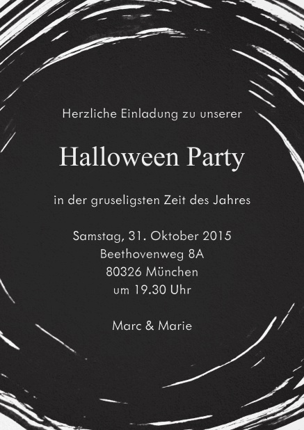 Düstere, schwarze Halloweenkarte mit veränderbarem Textfeld.
