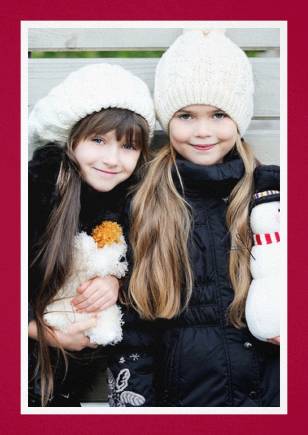 Klassische Weihnachtskarte mit farbigem Rahmen und Designoptionen auf allen 4 Seiten. Rot.