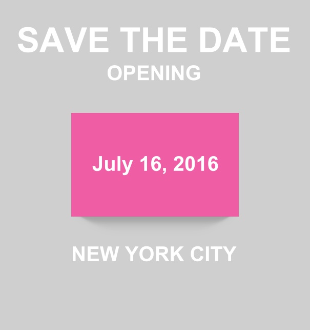 Save the Date online card with modern look with colorful box. Pink.