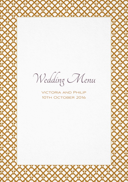 Menu card design with golden art-nouveau frame.