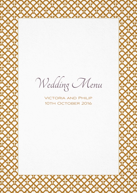 Menu card design with golden art-nouveau frame.