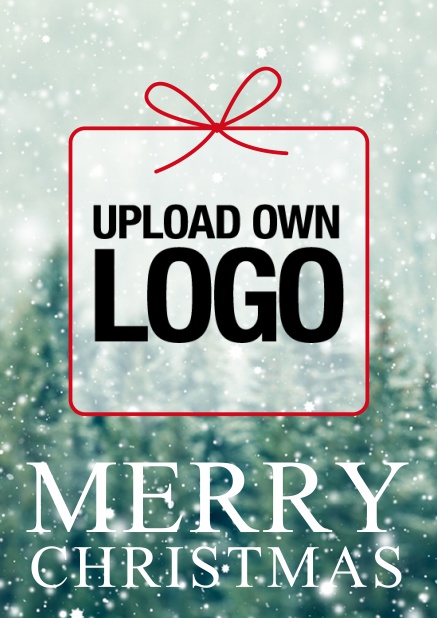 Online Corporate Christmas photo card with present, transparency and logo option.