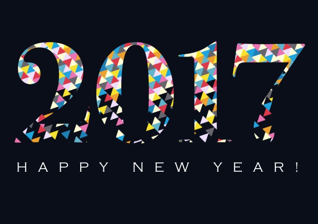 Wish Happy New Year Online with this fun and colorful card. Black.