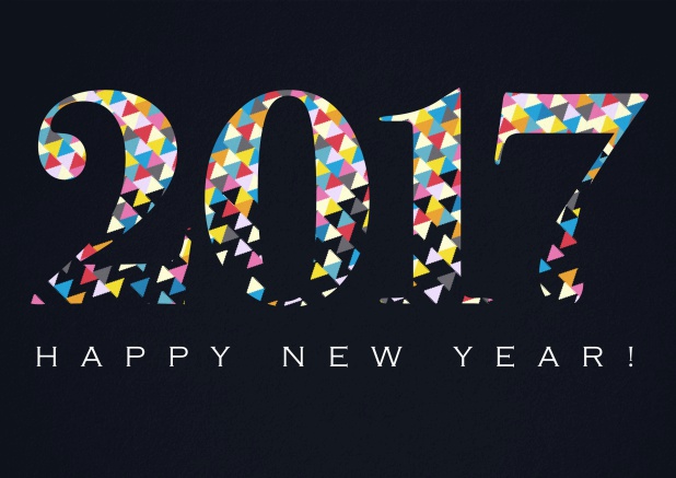 Wish Happy New Year with this fun and colorful card. Black.
