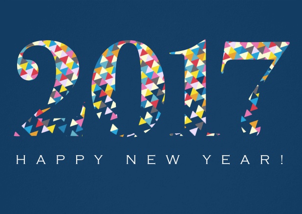 Wish Happy New Year with this fun and colorful card. Navy.
