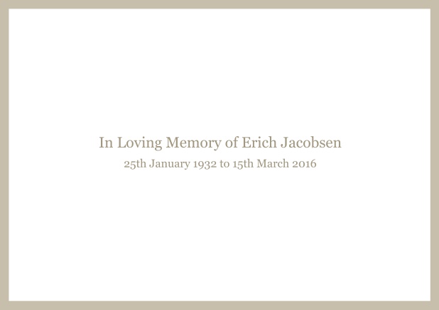 Online Classic Memorial invitation card with black frame and famous quote. Beige.