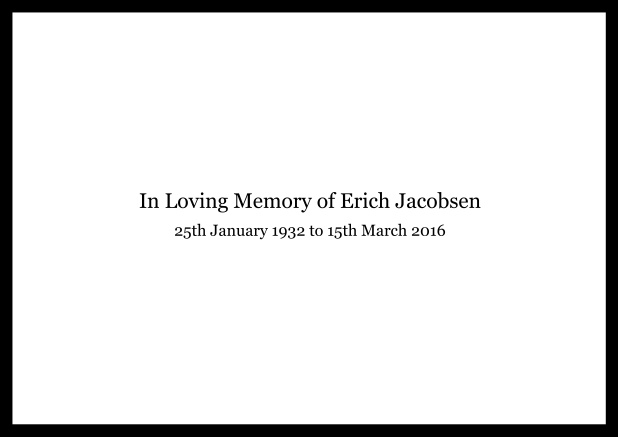 Online Classic Memorial invitation card with black frame and famous quote. Black.