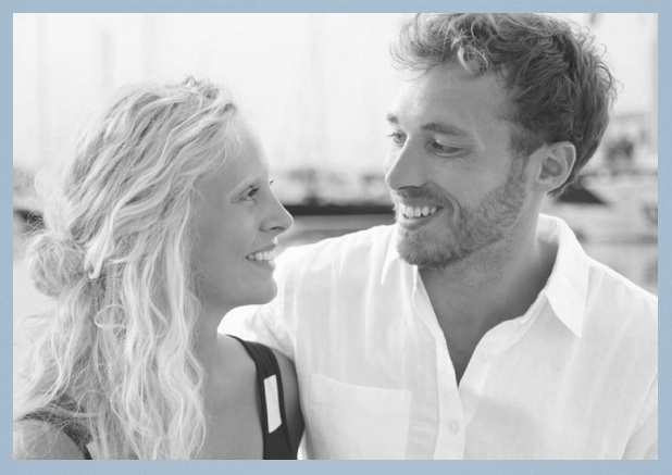 Customer card Classic paper save the date photo card with elegant frame Blue.