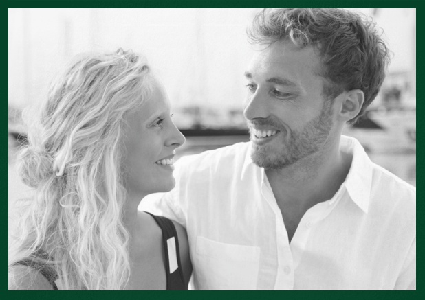 Customer card Classic paper save the date photo card with elegant frame Green.