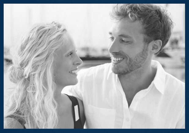 Customer card Classic paper save the date photo card with elegant frame Navy.