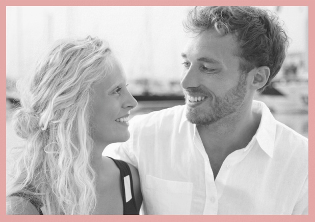 Customer card Classic paper save the date photo card with elegant frame Pink.
