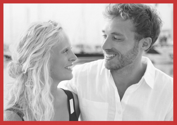 Customer card Classic paper save the date photo card with elegant frame Red.