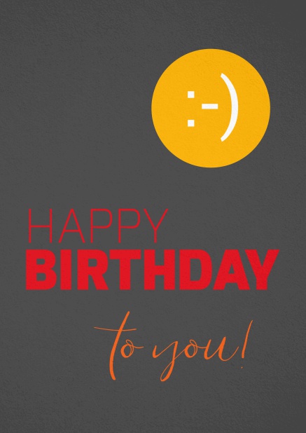 Happy Birthday Greeting card with smiling sun Grey.