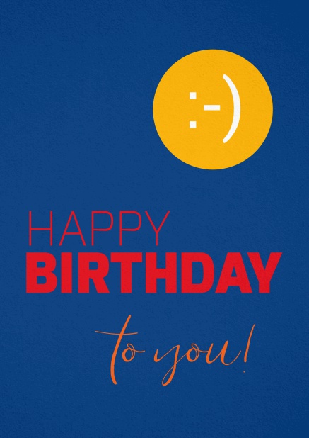 Happy Birthday Greeting card with smiling sun Navy.
