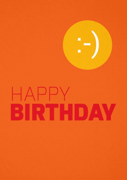 Happy Birthday Grusskarte zum Geburtstag mit lachender Sonne Orange.