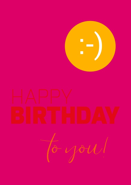 Online Happy Birthday Greeting card with smiling sun Pink.