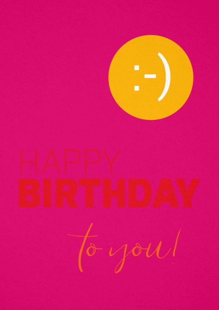 Happy Birthday Grusskarte zum Geburtstag mit lachender Sonne Rosa.