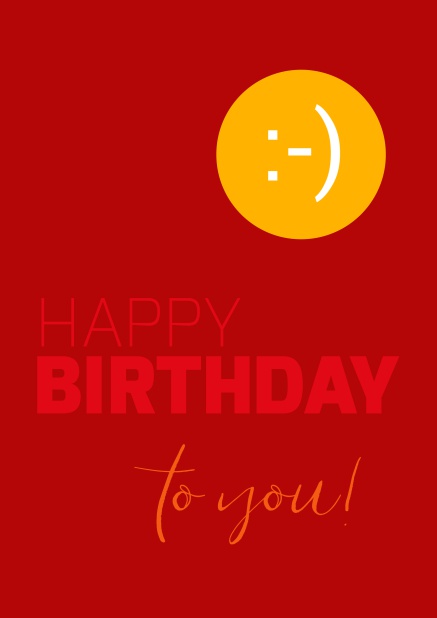 Online Happy Birthday Grusskarte zum Geburtstag mit lachender Sonne Rot.