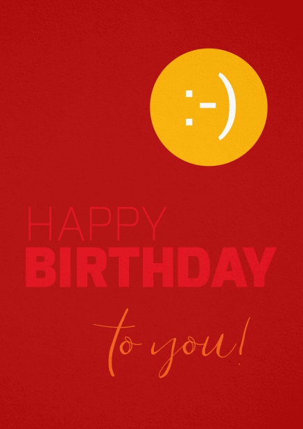 Happy Birthday Grusskarte zum Geburtstag mit lachender Sonne Rot.