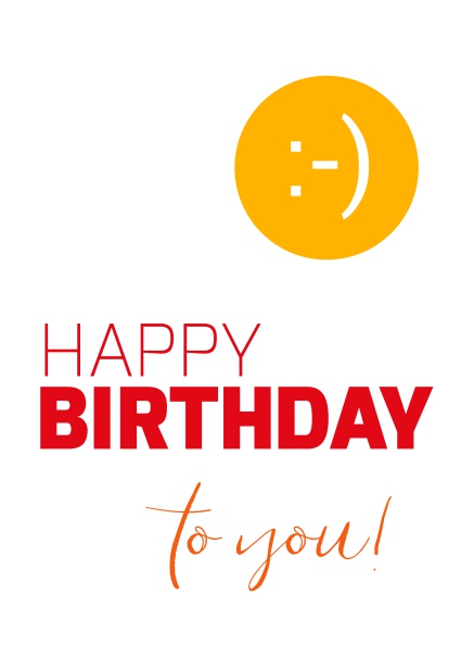 Online Happy Birthday Grusskarte zum Geburtstag mit lachender Sonne Weiss.