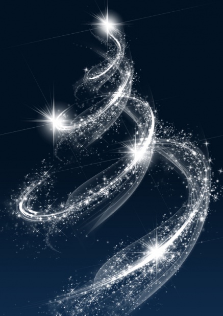 Einladungskarte zur Weihnachtsfeier mit Sternschnuppe durch die Nacht Weiss.