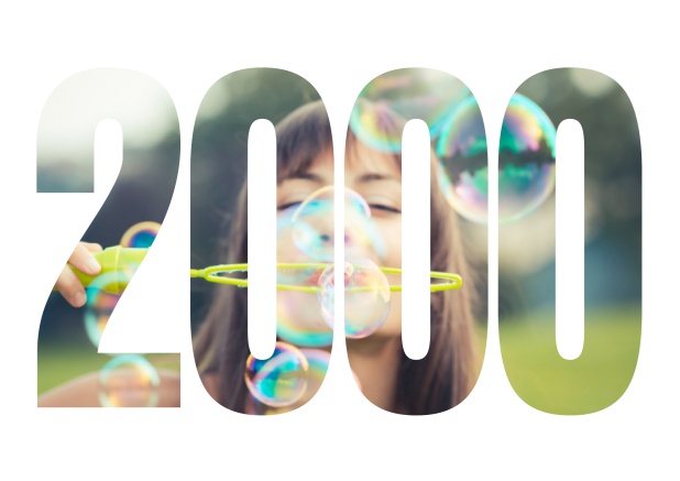 2000 geboren quer - Weiss - 20. Geburtstag Online Einladungskarte mit ausgeschnittener 2000 für Geburtstagseinladungen mit eigenem Foto Weiss.