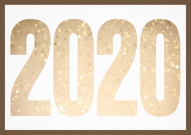 Golden 2020s - Gold - New Years Eve Paper invitation card with cut out 2020 for own photo and text. Gold.