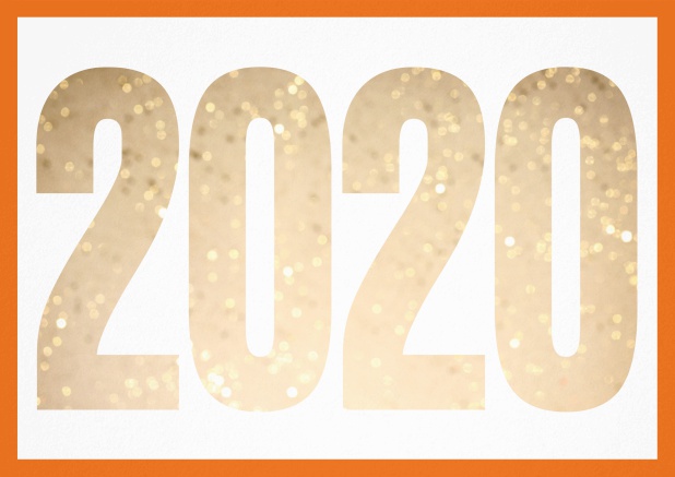 Golden 2020s - Orange - year-cards Paper invitation card with cut out 2020 for own photo and text. Orange.