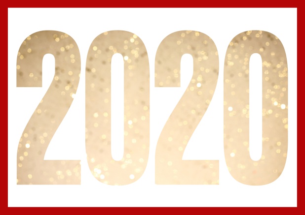 Golden 2020s - Red - New Years Eve Paperless online invitation card with cut out 2020 for own photo and text. Red.