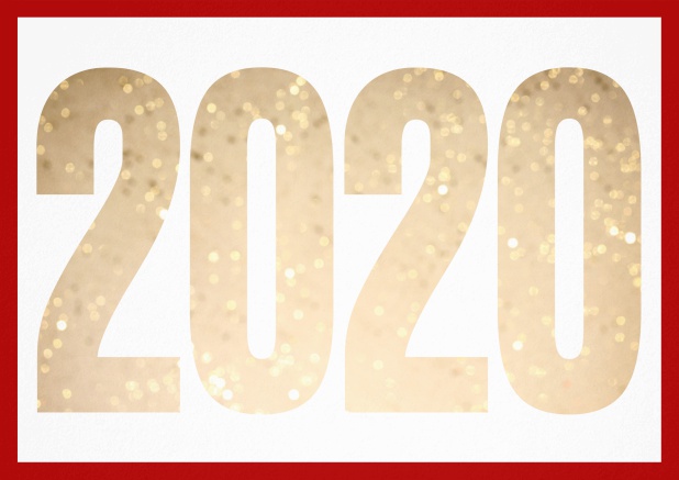 Golden 2020s - Red - New Years Eve Paper invitation card with cut out 2020 for own photo and text. Red.