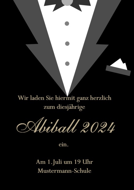 Online Smoking Abiball 2024 Einladungskarte Schwarz.
