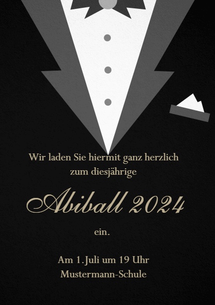 Smoking Abiball 2024 Einladungskarte Schwarz.