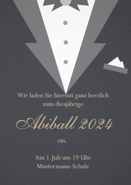 Smoking Abiball 2024 Einladungskarte Grau.