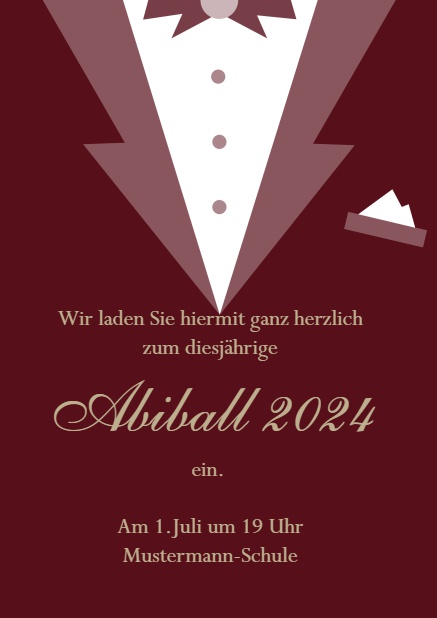 Online Smoking Abiball 2024 Einladungskarte Rot.