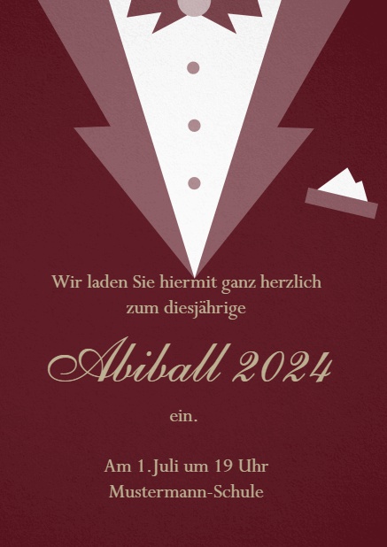 Smoking Abiball 2024 Einladungskarte Rot.
