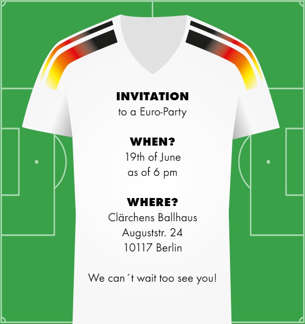 Online Invitation card with German Soccer Jersey