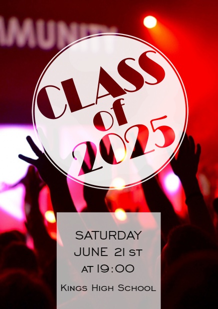 Online Einladungskarte mit modernem Class of 2025 Design.
