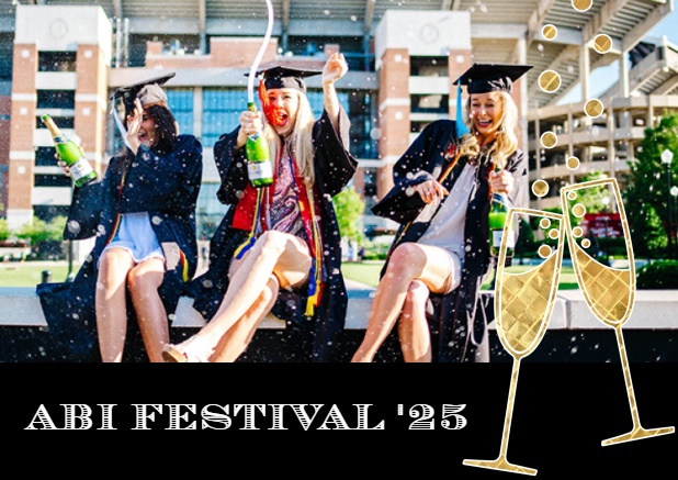 Online Einladung zum Abifest 25 mit Foto und Champus Schwarz.