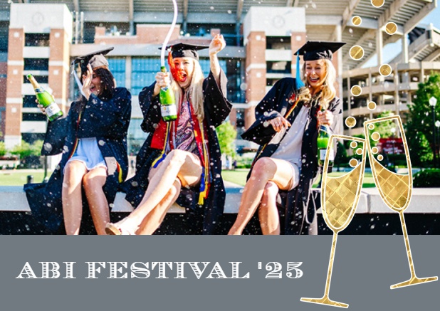 Online Einladung zum Abifest 25 mit Foto und Champus Grau.