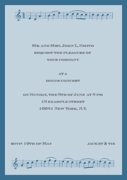 Online invitation card with music notes