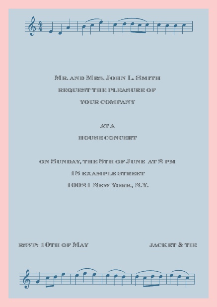 Online invitation card with music notes Pink.