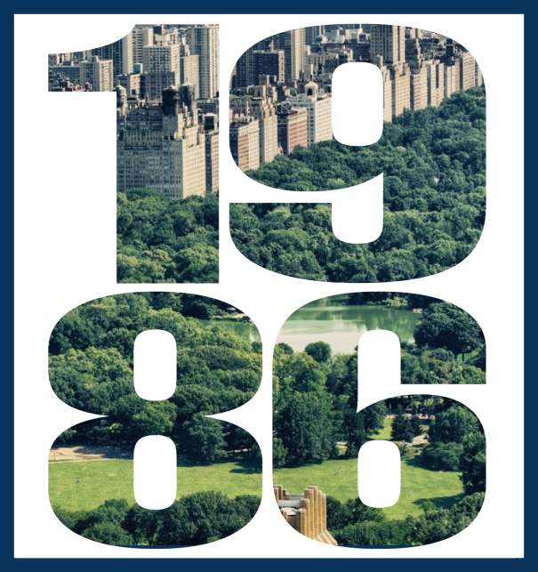 Online Einladungskarte mit ausgeschnittener 1986 für eigenes Foto Marine.