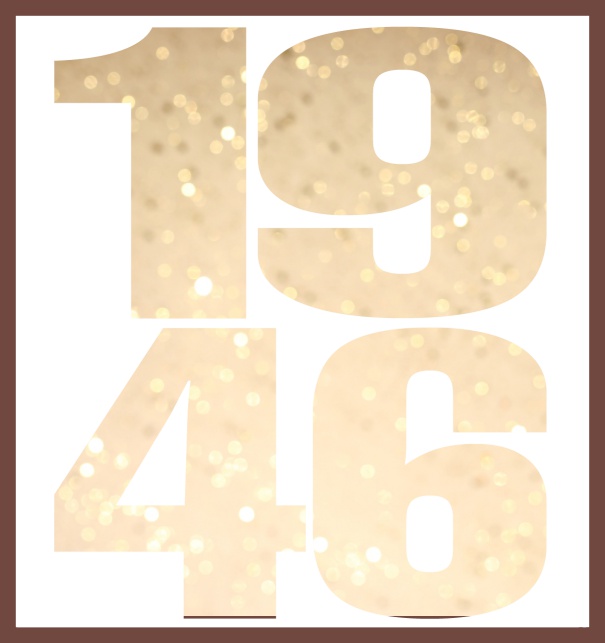 Oniine invitation card with cut out 1946 for own photo Gold.