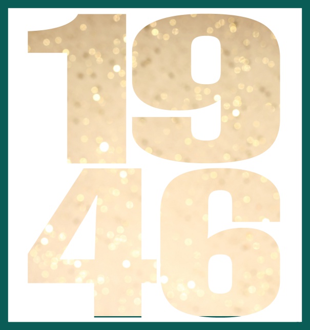 Oniine invitation card with cut out 1946 for own photo Green.