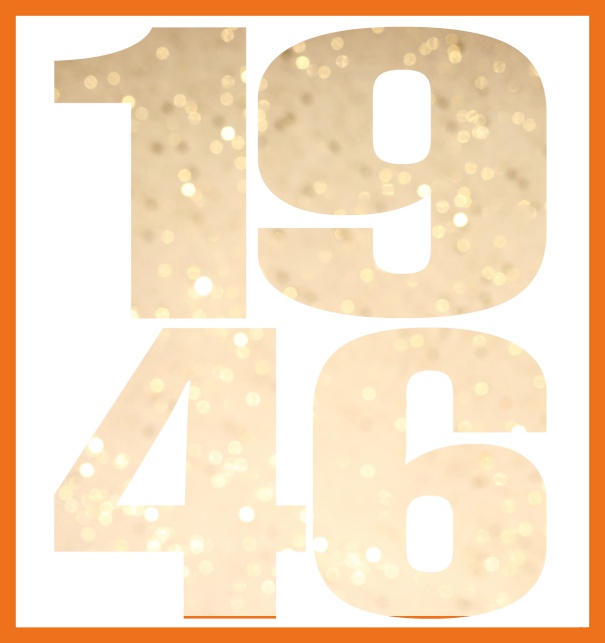 Oniine invitation card with cut out 1946 for own photo Orange.